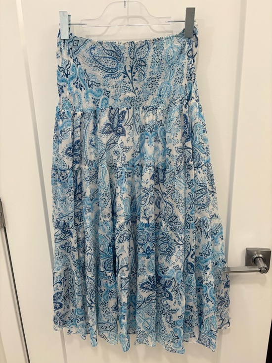 Polo Ralph Lauren Dresses & Skirts - Lauren Ralph Lauren Blue Silk Chiffon Paisley Tiered Peasant Skirt Size SP